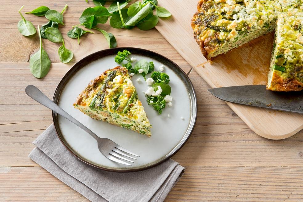 Frittata met gemengd gehakt, spinazie en feta